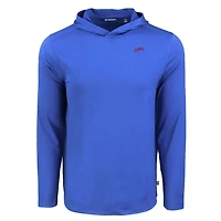 T-shirt à capuche manches longues pour homme Cutter & Buck Royal SMU Mustangs Coastline Epic Comfort Eco Recycled