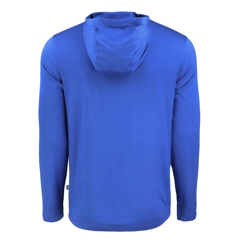 T-shirt à capuche manches longues pour homme Cutter & Buck Royal SMU Mustangs Coastline Epic Comfort Eco Recycled
