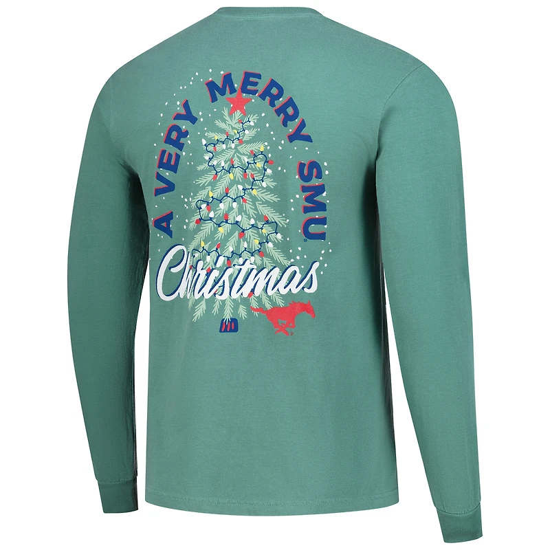 Men's Image One Light Green SMU Mustangs Holiday Long Sleeve T-Shirt