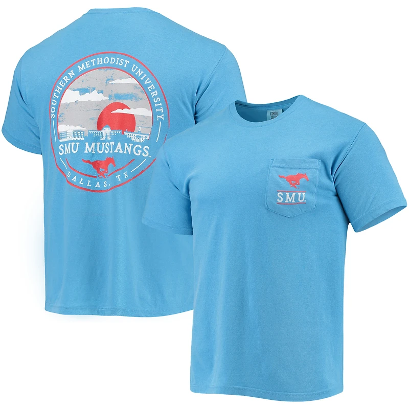 T-shirt SMU Mustangs Circle Campus Scene bleu clair pour homme