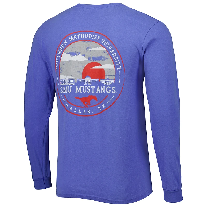 T-shirt à manches longues Royal SMU Mustangs Circle Campus Scene pour homme