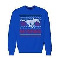 Men's  Royal SMU Mustangs Holiday Fleece Crewneck Sweatshirt