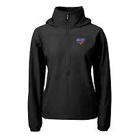 Women's Cutter & Buck  Black SMU Mustangs Charter Eco Recycled Half-Zip Anorak Jacket