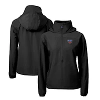 Women's Cutter & Buck  Black SMU Mustangs Charter Eco Recycled Half-Zip Anorak Jacket