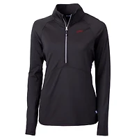 Haut demi-zippé en tricot extensible recyclé DryTec Adapt Eco Knit pour femme, coupeur et buck, noir, Mustangs Vault