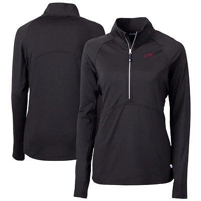 Haut demi-zippé en tricot extensible recyclé DryTec Adapt Eco Knit pour femme, coupeur et buck, noir, Mustangs Vault