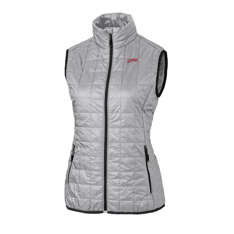 Gilet matelassé isolant entièrement zippé PrimaLoft Eco pour femme, gris, SMU Mustangs Vault Rainier