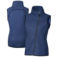 Gilet asymétrique en tricot à fermeture éclair intégrale pour femme Cutter & Buck Heather Royal SMU Mustangs Vault Mainsail