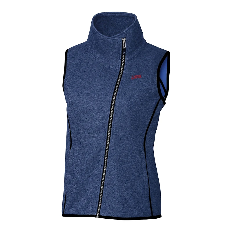 Gilet asymétrique en tricot à fermeture éclair intégrale pour femme Cutter & Buck Heather Royal SMU Mustangs Vault Mainsail