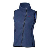 Gilet asymétrique en tricot à fermeture éclair intégrale pour femme Cutter & Buck Heather Royal SMU Mustangs Vault Mainsail