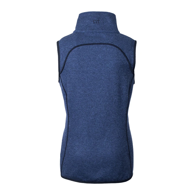 Gilet asymétrique en tricot à fermeture éclair intégrale pour femme Cutter & Buck Heather Royal SMU Mustangs Vault Mainsail