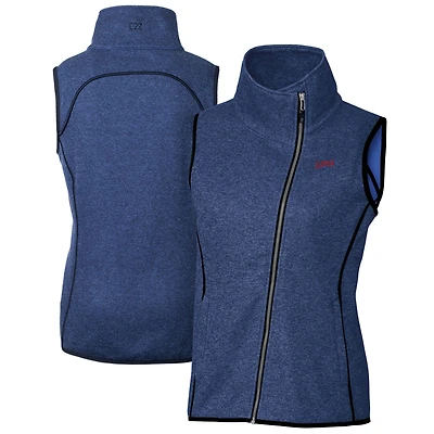 Gilet asymétrique en tricot à fermeture éclair intégrale pour femme Cutter & Buck Heather Royal SMU Mustangs Vault Mainsail