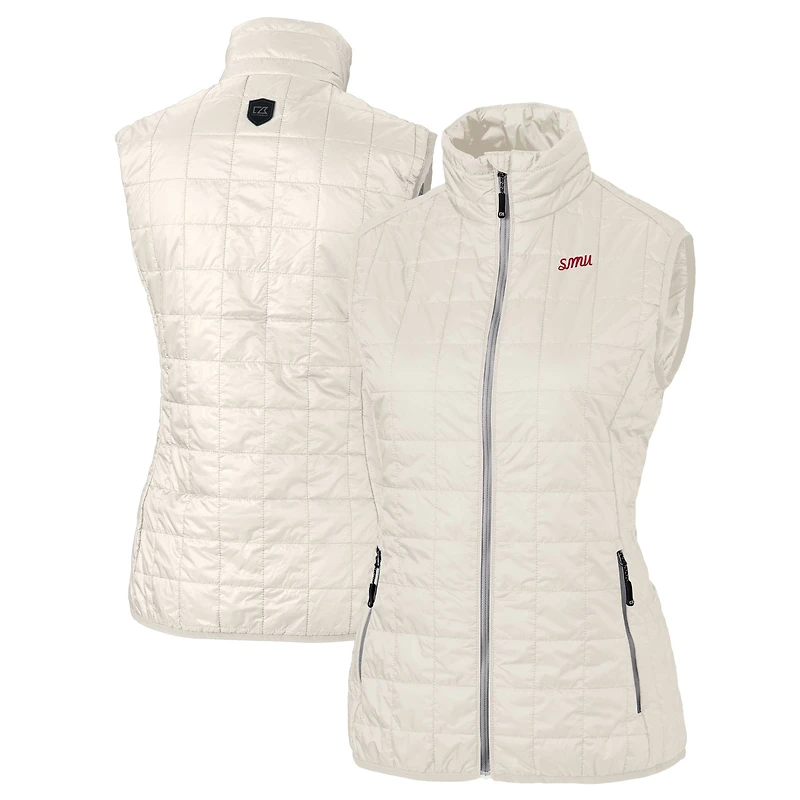 Gilet matelassé isolant entièrement zippé PrimaLoft Eco pour femme Cutter & Buck Oatmeal SMU Mustangs Vault Rainier