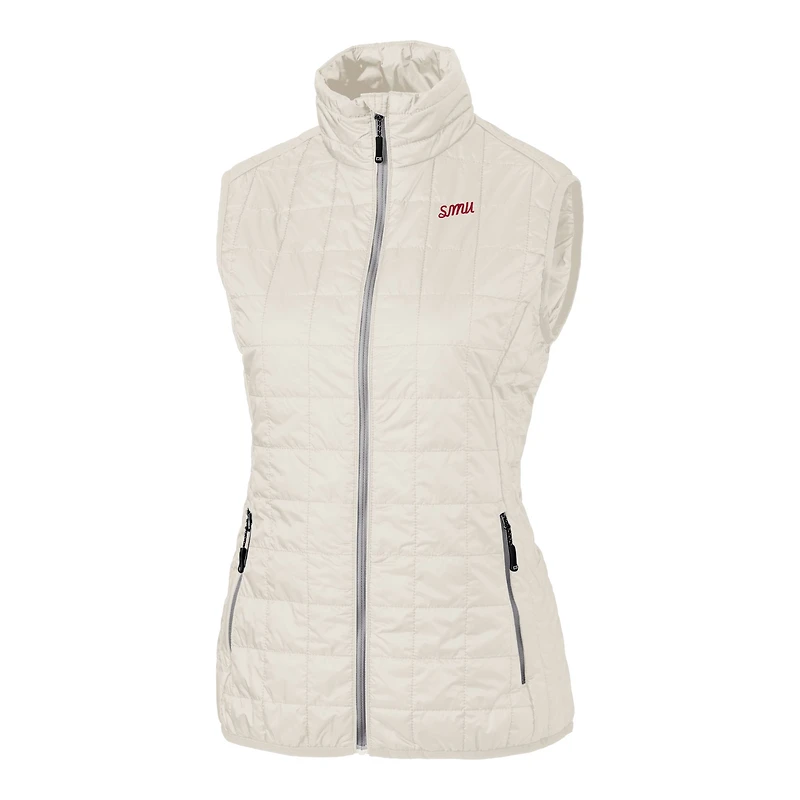 Gilet matelassé isolant entièrement zippé PrimaLoft Eco pour femme Cutter & Buck Oatmeal SMU Mustangs Vault Rainier