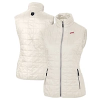 Gilet matelassé isolant entièrement zippé PrimaLoft Eco pour femme Cutter & Buck Oatmeal SMU Mustangs Vault Rainier