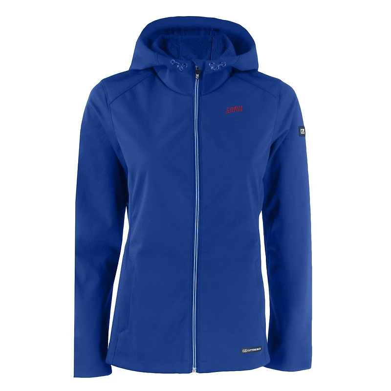 Women's Cutter & Buck  Royal SMU Mustangs Evoke Eco Softshell Recycled Full-Zip Hooded Jacket