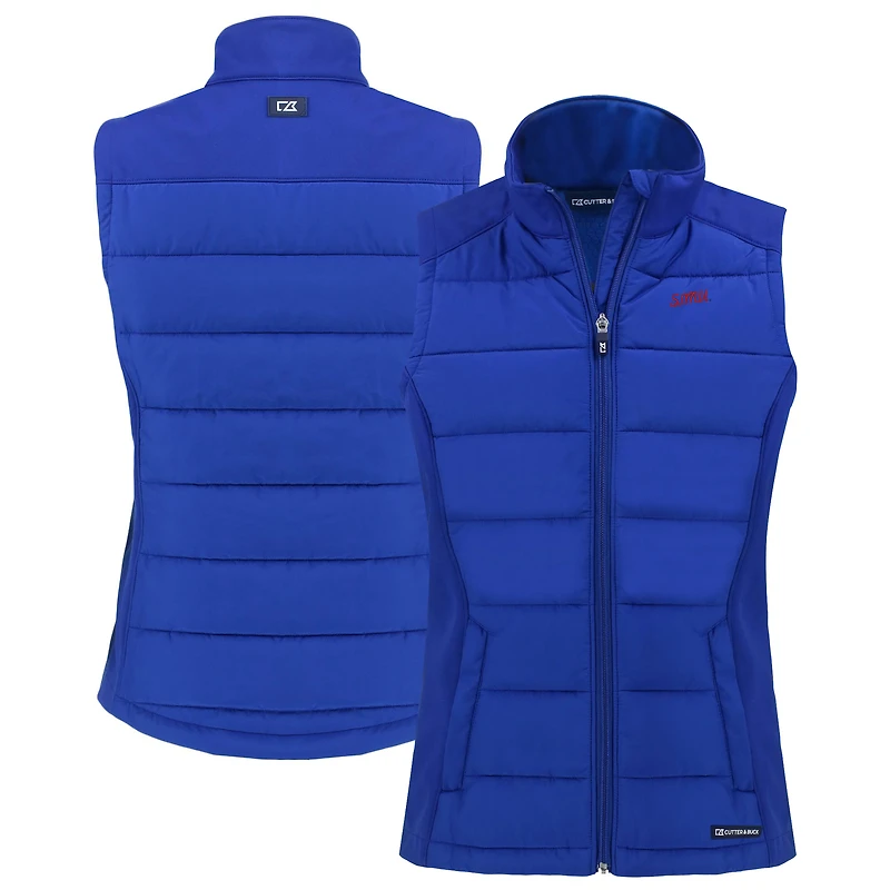 Gilet zippé entièrement recyclé en softshell hybride écologique pour femme Cutter & Buck Royal SMU Mustangs Vault Evoke