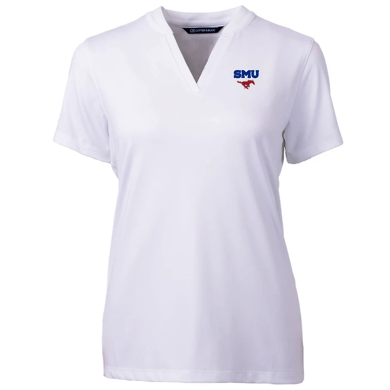 Women's Cutter & Buck White SMU Mustangs Forge Blade V-Neck Top