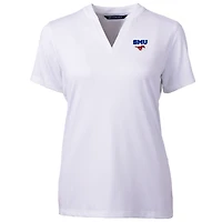Women's Cutter & Buck White SMU Mustangs Forge Blade V-Neck Top