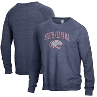 Men's Alternative Apparel Heathered Navy South Alabama Jaguars The Champ Raglan Pullover Sweatshirt