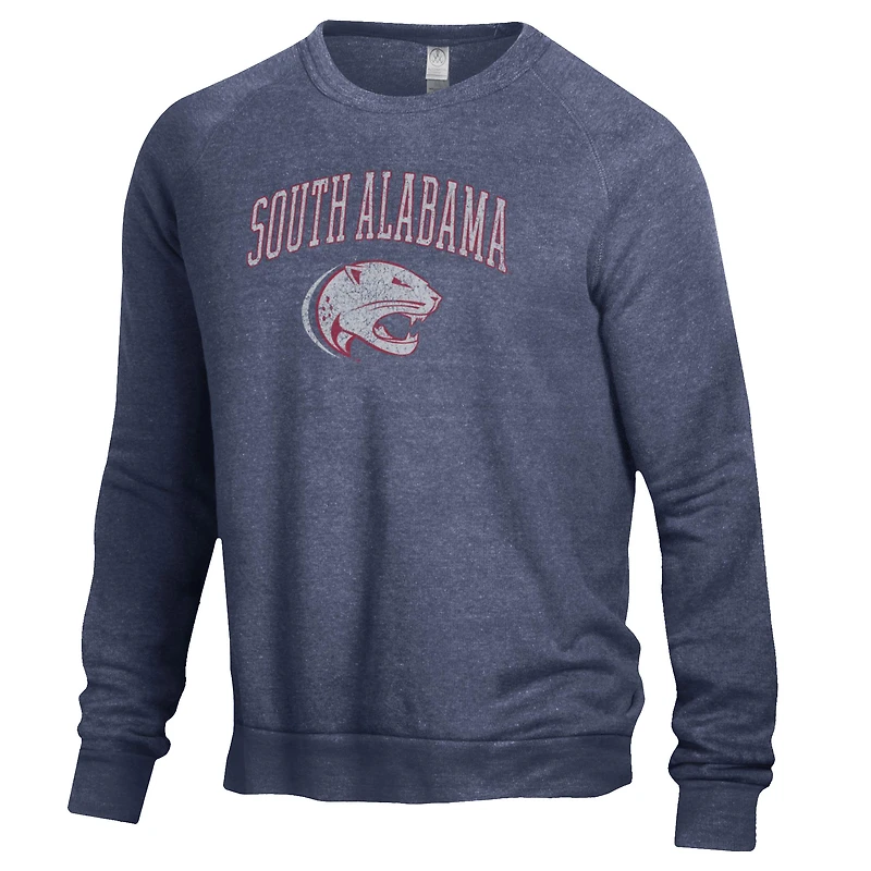Men's Alternative Apparel Heathered Navy South Alabama Jaguars The Champ Raglan Pullover Sweatshirt