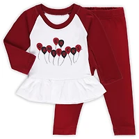 Girls Infant Wes & Willy Garnet/White South Carolina Gamecocks Balloon Raglan 3/4-Sleeve T-Shirt Leggings Set