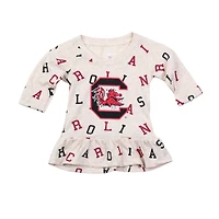 Girls Infant Wes & Willy Oatmeal South Carolina Gamecocks Ruffle Raglan Long Sleeve T-Shirt Leggings Set