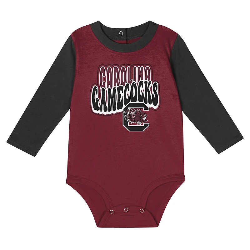 Infant Black South Carolina Gamecocks Double Up Long Sleeve Bodysuit & Pant Set