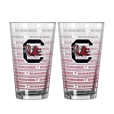 Ensemble de deux verres à bière Logo Brands South Carolina Gamecocks Chant Fade de 473 ml (16 oz).