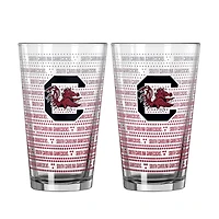 Ensemble de deux verres à bière Logo Brands South Carolina Gamecocks Chant Fade de 473 ml (16 oz).