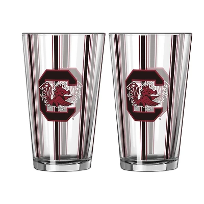 Ensemble de deux verres à bière rayés de 47 cl (16 oz) Logo Brands South Carolina Gamecocks
