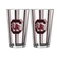 Ensemble de deux verres à bière rayés de 47 cl (16 oz) Logo Brands South Carolina Gamecocks