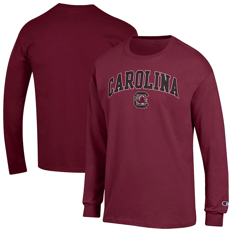 T-shirt à manches longues avec logo Arch Over Champion Garnet South Carolina Gamecocks pour homme