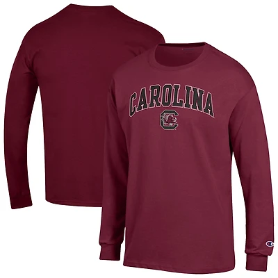 T-shirt à manches longues avec logo Arch Over Champion Garnet South Carolina Gamecocks pour homme
