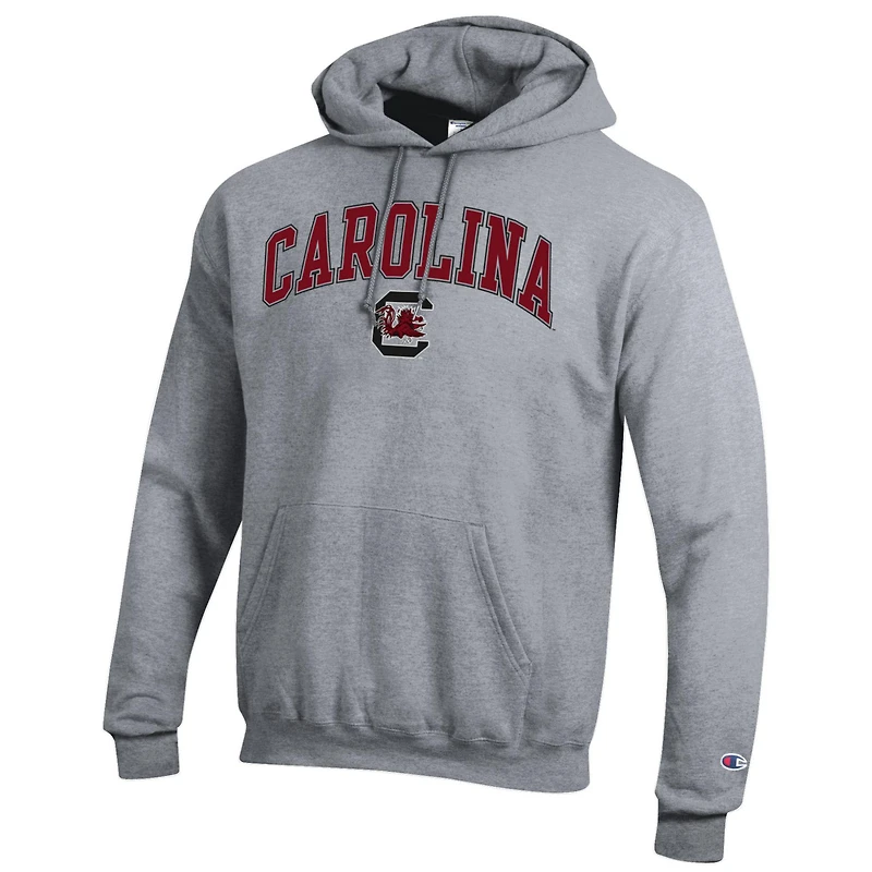 Sweat à capuche logo Arch Over Champion Heather Grey pour homme des Gamecocks de Caroline du Sud