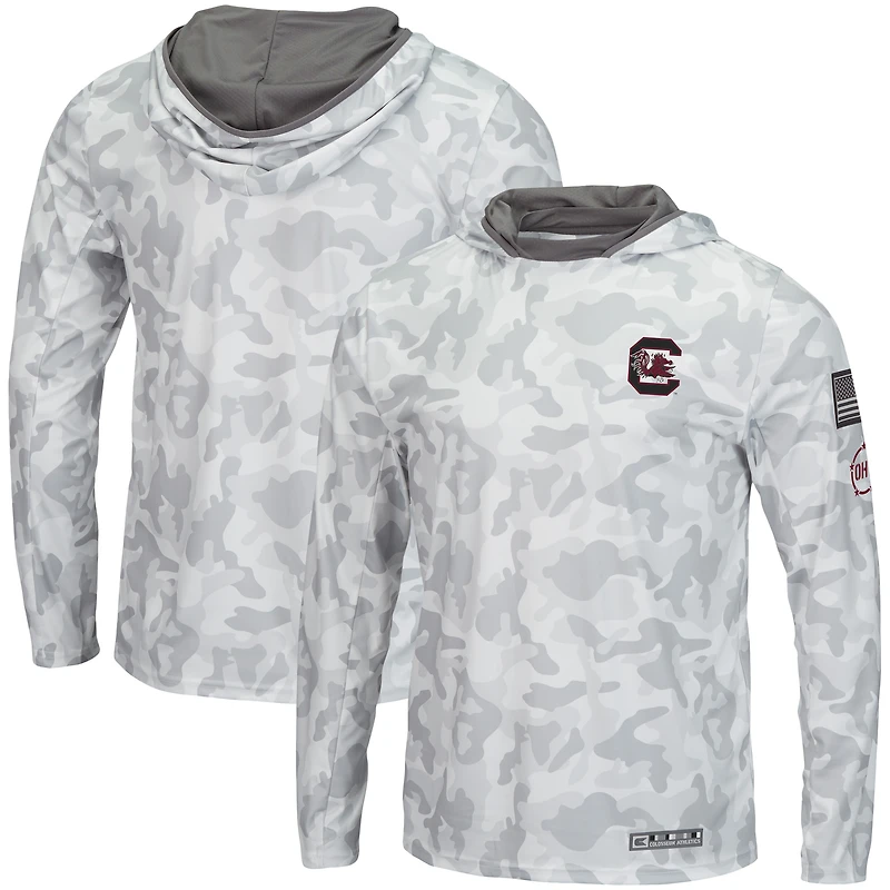 Colosseum Arctic Camo South Carolina Gamecocks OHT Military Appreciation Sweat à capuche manches longues pour homme