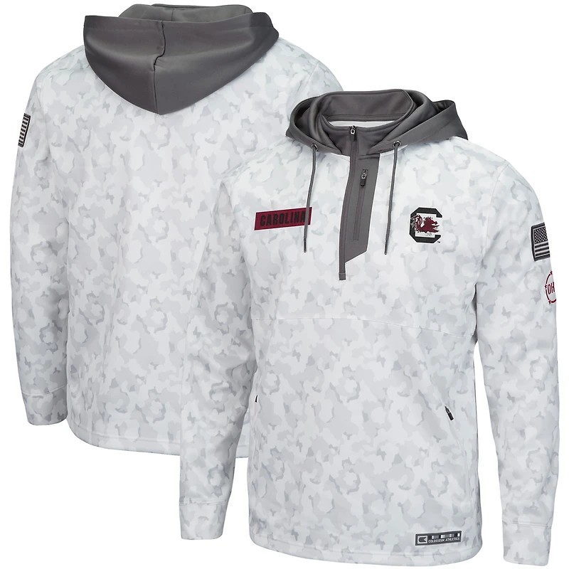 Colosseum Arctic Camo South Carolina Gamecocks OHT Military Appreciation Quarter-Zip Sweat à capuche pour homme