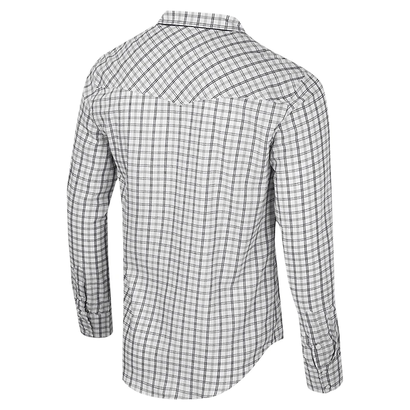 Men's Colosseum x Wrangler White South Carolina Gamecocks Plaid Window Pane Long Sleeve Full-Snap Shirt