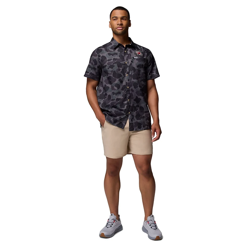 Chemise boutonnée noire Columbia South Carolina Gamecocks Super Slack Tide Omni-Wick pour homme