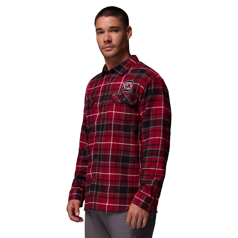 Men's Columbia  Garnet South Carolina Gamecocks Flare Gun Omni-Wick Flannel Long Sleeve Button-Up Shirt