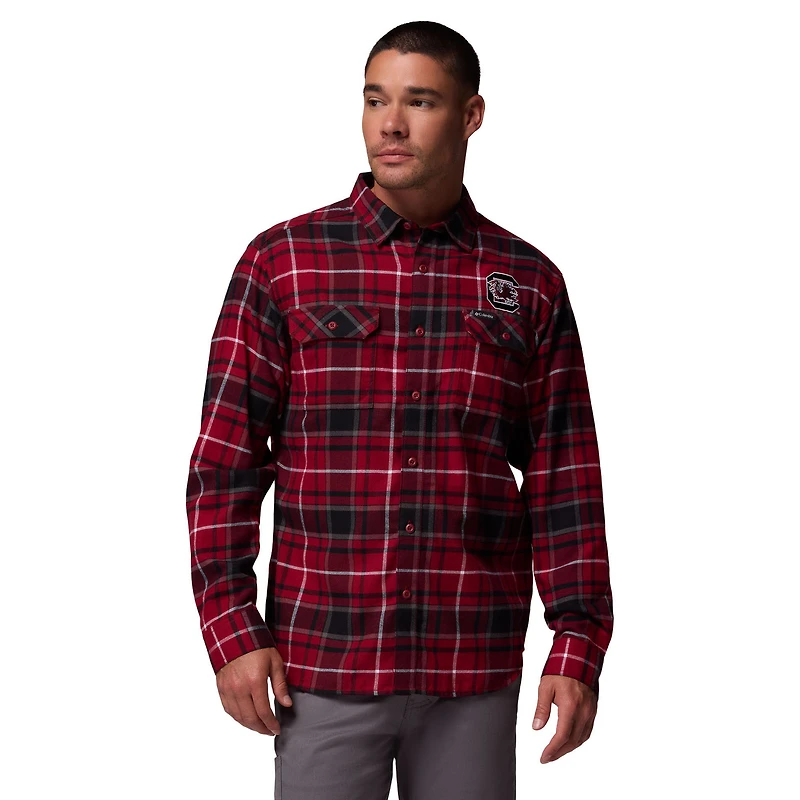 Men's Columbia  Garnet South Carolina Gamecocks Flare Gun Omni-Wick Flannel Long Sleeve Button-Up Shirt