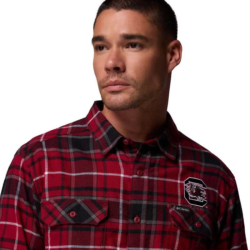 Men's Columbia  Garnet South Carolina Gamecocks Flare Gun Omni-Wick Flannel Long Sleeve Button-Up Shirt