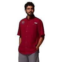 Chemise boutonnée Columbia Garnet South Carolina Gamecocks Tamiami Colorblock Omni-Shade pour homme