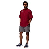 Chemise boutonnée Columbia Garnet South Carolina Gamecocks Tamiami Colorblock Omni-Shade pour homme