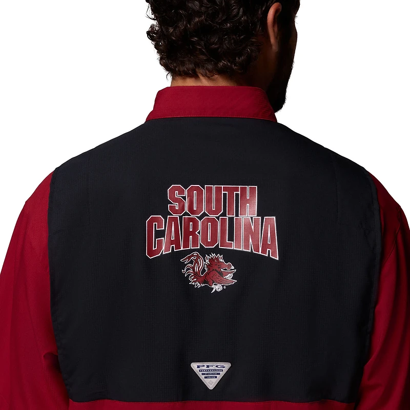 Chemise boutonnée Columbia Garnet South Carolina Gamecocks Tamiami Colorblock Omni-Shade pour homme
