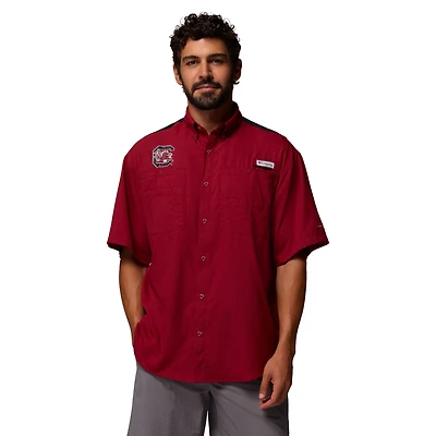 Chemise boutonnée Columbia Garnet South Carolina Gamecocks Tamiami Colorblock Omni-Shade pour homme