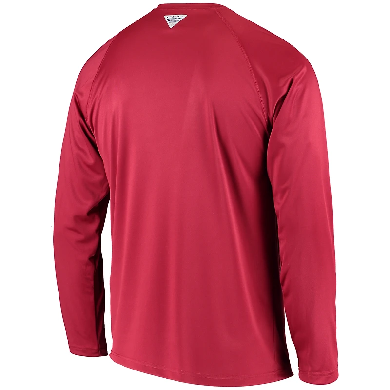 Men's Columbia Garnet South Carolina Gamecocks Terminal Tackle Omni-Shade Raglan Long Sleeve T-Shirt