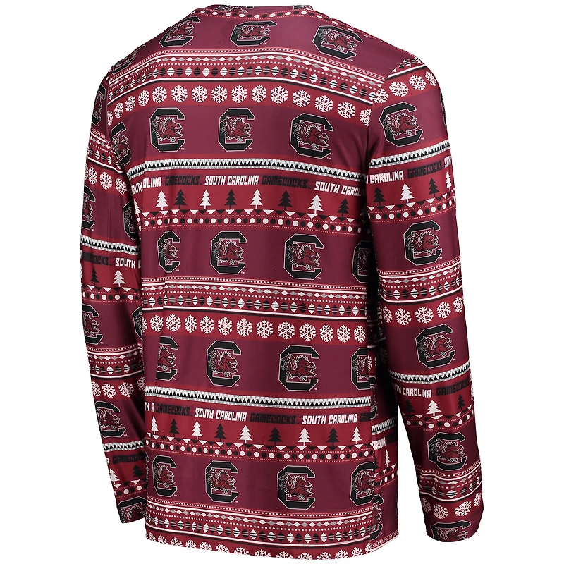 Men's Concepts Sport Garnet South Carolina Gamecocks Ugly Sweater Long Sleeve Top and Pants Sleep Set