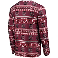 Men's Concepts Sport Garnet South Carolina Gamecocks Ugly Sweater Long Sleeve Top and Pants Sleep Set