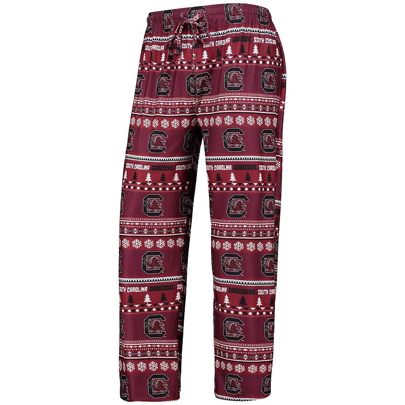 Men's Concepts Sport Garnet South Carolina Gamecocks Ugly Sweater Long Sleeve Top and Pants Sleep Set
